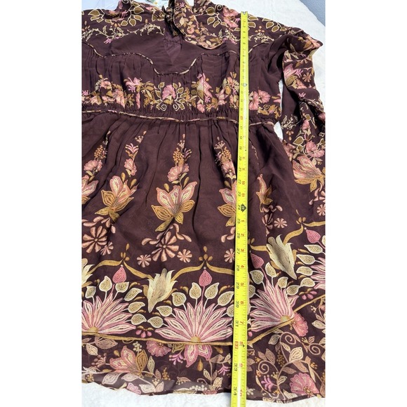 Farm Rio Bella Mini Dress in Bella Burgundy Size XL New Long Sleeve - Picture 7 of 9